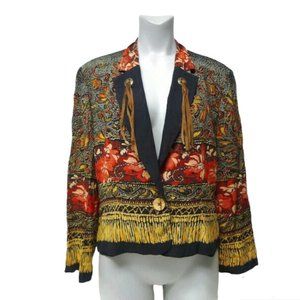 90s Carole Little batik blazer . size 8 . made in USA